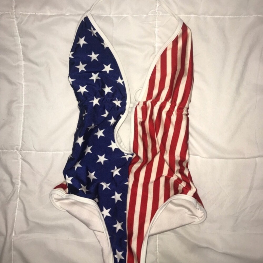 American Apparel Flag One Piece Bathing Suit